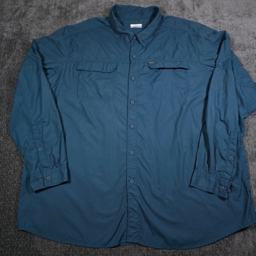 Columbia Silver Ridge Shirt Mens 4XT Blue Long Sleeve Omni-Shade Outdoor Hiking